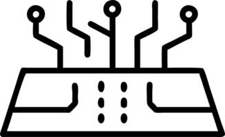 Factory floor with glowing digital circuits and copy space vector