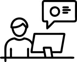 Entrepreneur using AI driven CRM system on plain desk copy space vector