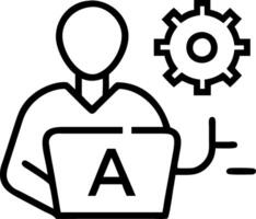 Entrepreneur using AI tools for business development in modern office copy space vector