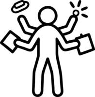 Entrepreneur feeling overwhelmed with multiple tasks in soft abstract setting copy space vector