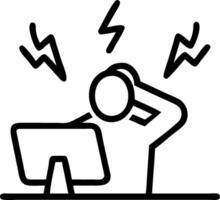 Entrepreneur dealing with technology failures in busy office copy space vector