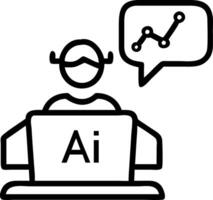 Entrepreneur analyzing AI market trends with macro focus copy space vector