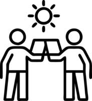 Engineers collaborating on solar panel installation vector
