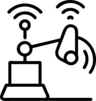 Engineer testing IoT sensors on machinery with copy space vector