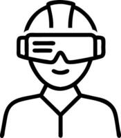 Engineer using AR headset on construction site with copy space vector