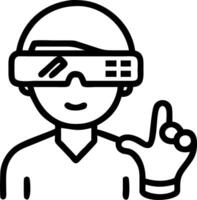 Engineer wearing AR glasses adjusting machine settings vector