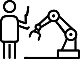 Engineer overseeing robotic assembly line vector