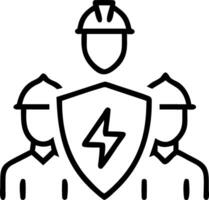 Energy sector workers protecting grid systems with copy space vector