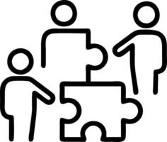 Employees working together to solve puzzle in modern office copy space on right. vector