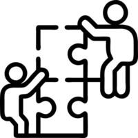 Employees working together on interactive puzzle in open office copy space on left. vector