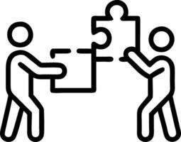 Employees working on interactive puzzle in open office copy space on left. vector