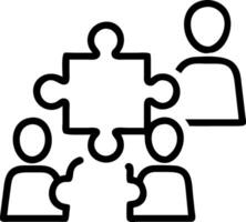 Employees enjoying puzzle solving with soft abstract digital background copy space on left. Set 4 vector