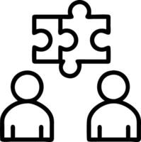 Employees discussing puzzle strategy with bokeh background copy space on left. vector