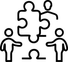 Employees enjoying puzzle solving with soft abstract digital background copy space on left. Set 6 vector