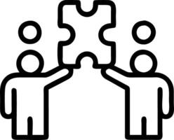 Employees enjoying puzzle solving with soft abstract digital background copy space on left. vector