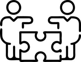 Employees collaborating on interactive puzzle in open office copy space on left. Set 5 vector