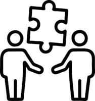 Employees enjoying puzzle solving with soft abstract digital background copy space on left. Set 5 vector