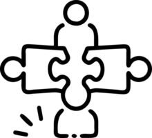 Employees collaborating on complex puzzle with bokeh digital art background copy space on right. Set 7 vector