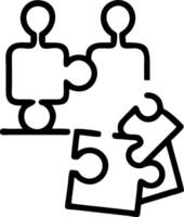 Employees collaborating on interactive puzzle in open office copy space on left. Set 3 vector