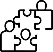 Employees collaborating on complex puzzle with bokeh digital art background copy space on right. Set 6 vector
