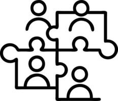 Employees collaborating on complex puzzle with bokeh digital art background copy space on right. vector