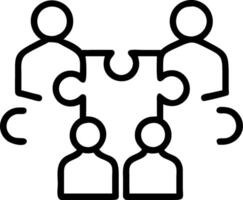 Employees collaborating on complex puzzle with bokeh digital art background copy space on right. Set 2 vector