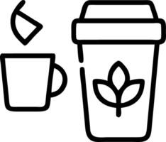 Employee using reusable coffee cup and eco friendly lunch container with space for text vector