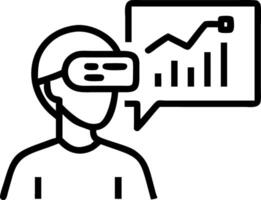Employee using augmented reality glasses in a futuristic office with digital dashboard in background vector