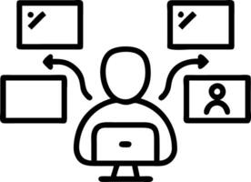 Employee struggling with multiple screens Set 4 vector