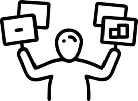 Employee struggling with multiple screens Set 3 vector