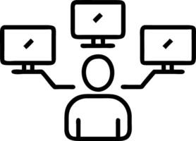 Employee struggling with multiple screens Set 2 vector