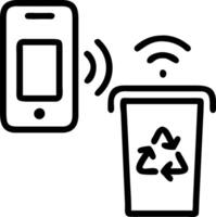 Employee scanning QR code on recycling bin with smartphone for tracking vector