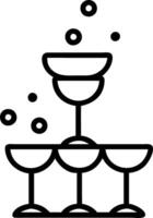 Elegant champagne tower with floating bubbles isolated on white background. vector