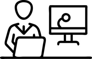 Doctor reviewing telemedicine patient data on desktop in plain office Set 4 vector