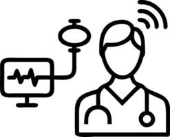 Doctor using telemedicine equipment in high tech lab copy space vector