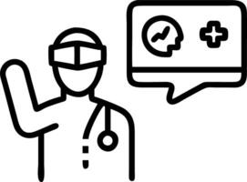 Doctor consulting patient via virtual screen with copy space vector