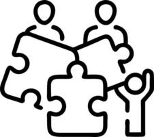 Diverse team solving puzzle with candid expressions in modern office copy space below. vector