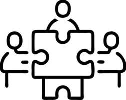 Diverse team assembling puzzle pieces around a table in a conference room copy space below. Set 2 vector