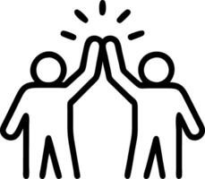 Diverse team high fiving after completing puzzle in open workspace copy space below. vector