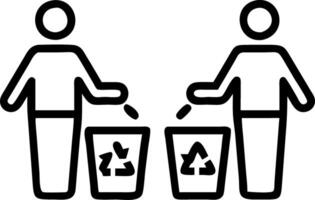 Diverse office team sorting paper waste and plastic bottles into recycling bins vector