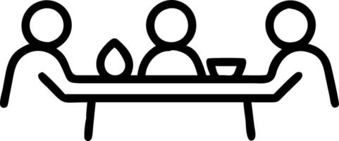Diverse group sharing meal at long table with copy space vector