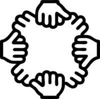 Diverse hands forming a unified circle with bokeh background and copy space vector