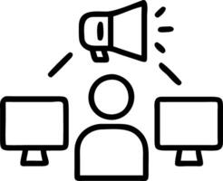 Digital marketer analyzing campaign data on multiple screens in a glossy office with copy space vector