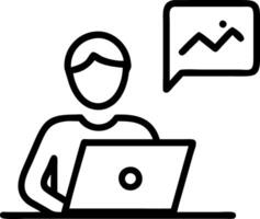 Digital marketer analyzing data on laptop in cafe with copy space vector
