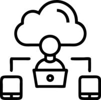 Digital Marketer Using Cloud Tools for Social Media Campaigns vector