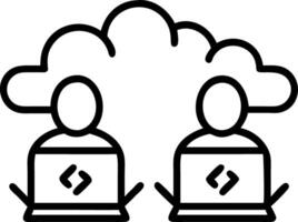 Developer Coding Cloud Applications with Team in Background Set 2 vector