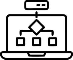 Developer working on AI algorithm on laptop with virtual workspace and digital flowchart vector