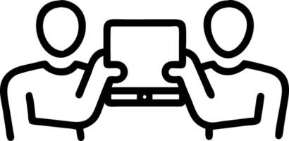 Designers using tablets for virtual collaboration bokeh digital art background copy space on right. vector