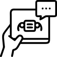 Developer testing AI driven chatbot on tablet with digital assistant icon vector