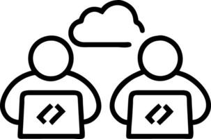 Developer Coding Cloud Applications with Team in Background vector